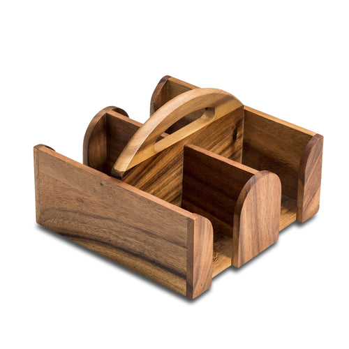 Acacia Wood Coffee Mug Caddy – Holds 4 Mugs