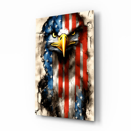 American Eagle Tempered Glass Wall Art – Premium UV-Printed Home Decor
